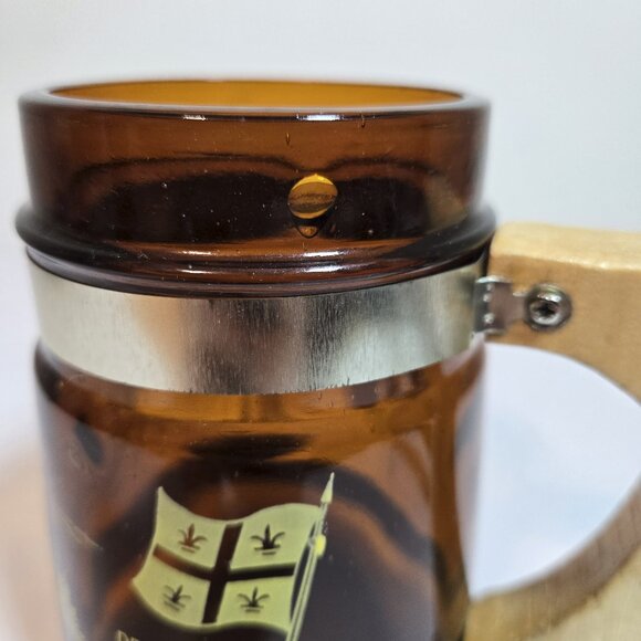 💥3/$24💥 Vintage Montreal Quebec Canada Siesta Ware Amber Brown Barrel Wood - Picture 5 of 8